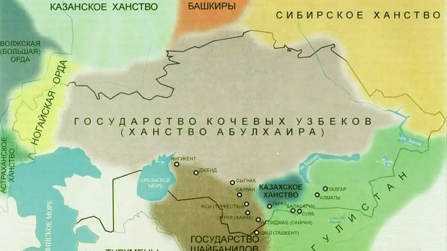 Көшпелі өзбек мемлекетінің картасы