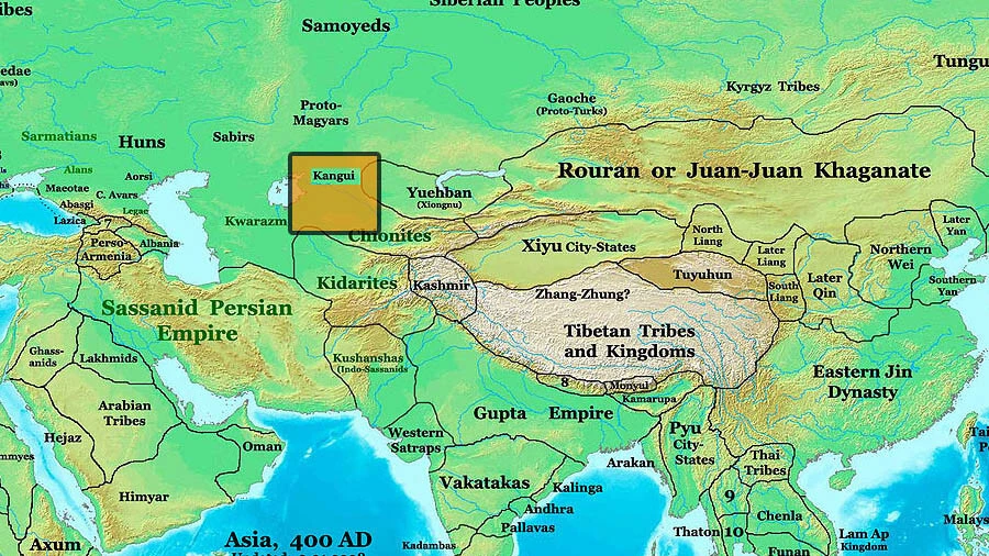 Қаңлы мемлекетінің шамалап картасы