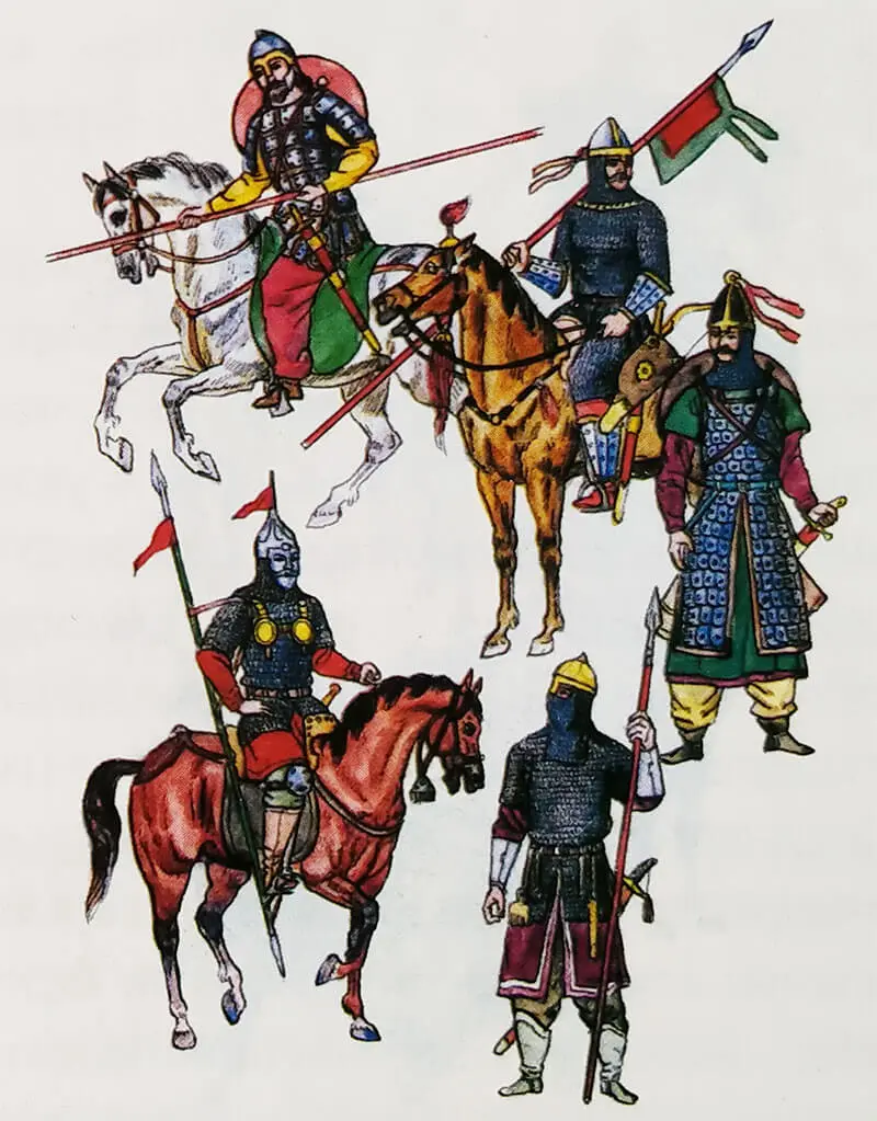 Қимақ-қыпшақ жауынгерлері. VIII - IX гг. Қ.С. Ахметжановтың “Жараған темір кигендер” кітабынан Қимақ-қыпшақ жауынгерлері. VIII - IX гг. Қ.С. Ахметжановтың “Жараған темір кигендер” кітабынан